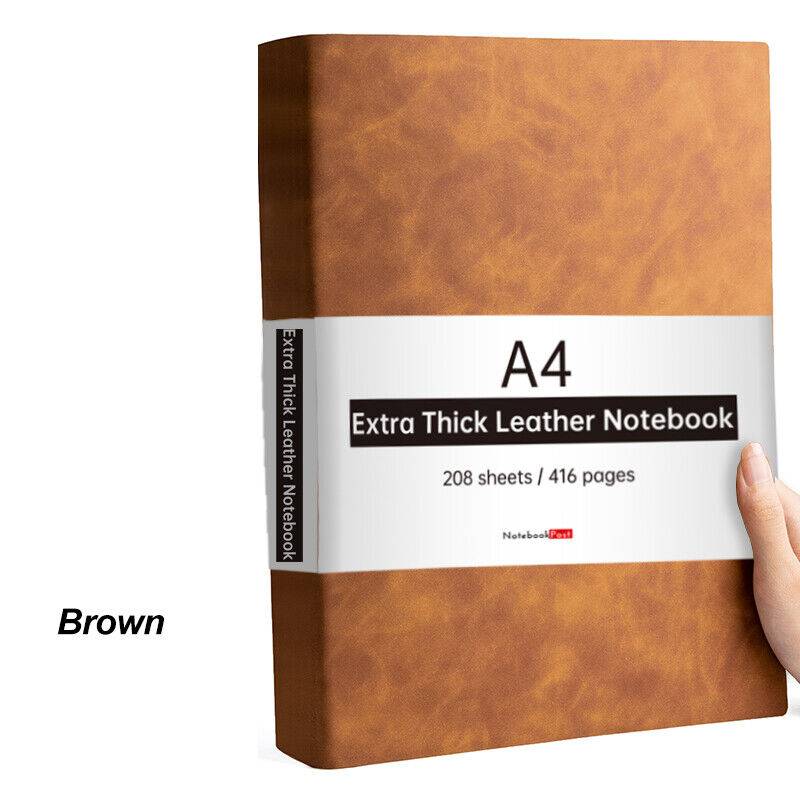 A4 Leather Wide Ruled Notebook for Writing, 416 Pages - Image 3