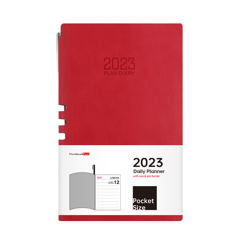 2023 daily planner notebook with pen and pen holder, pocket size