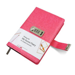 A5 Pink Faux Leather Password Lock Journal for Girls, 3 digits combination code lock