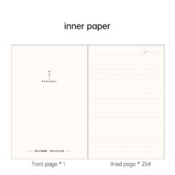 A5 Size Paper Notebook with Lines and Front Pocket, lines pages