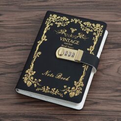 vintage notebook with lock - black