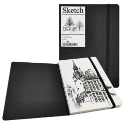 Black Cover Paper Sketchbook for Drawing Open Bound Design