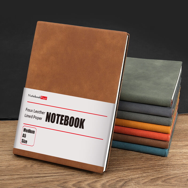 Classic Leather Notebook A5 Wide Ruled 200 Pages, all color options