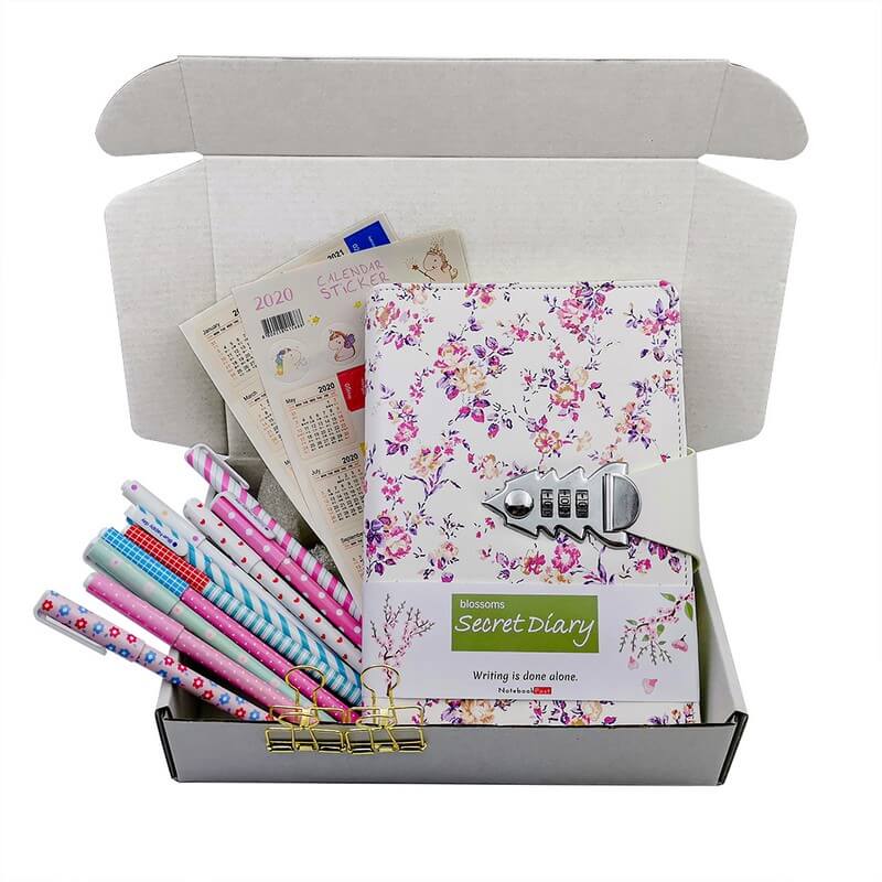 Floral Diary with Lock for Girls for Writing , with Pens and