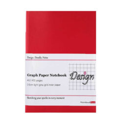 grid paper notebook leather bound - red