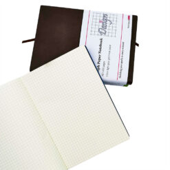 grid paper notebook leather bound - 5mm grid open view