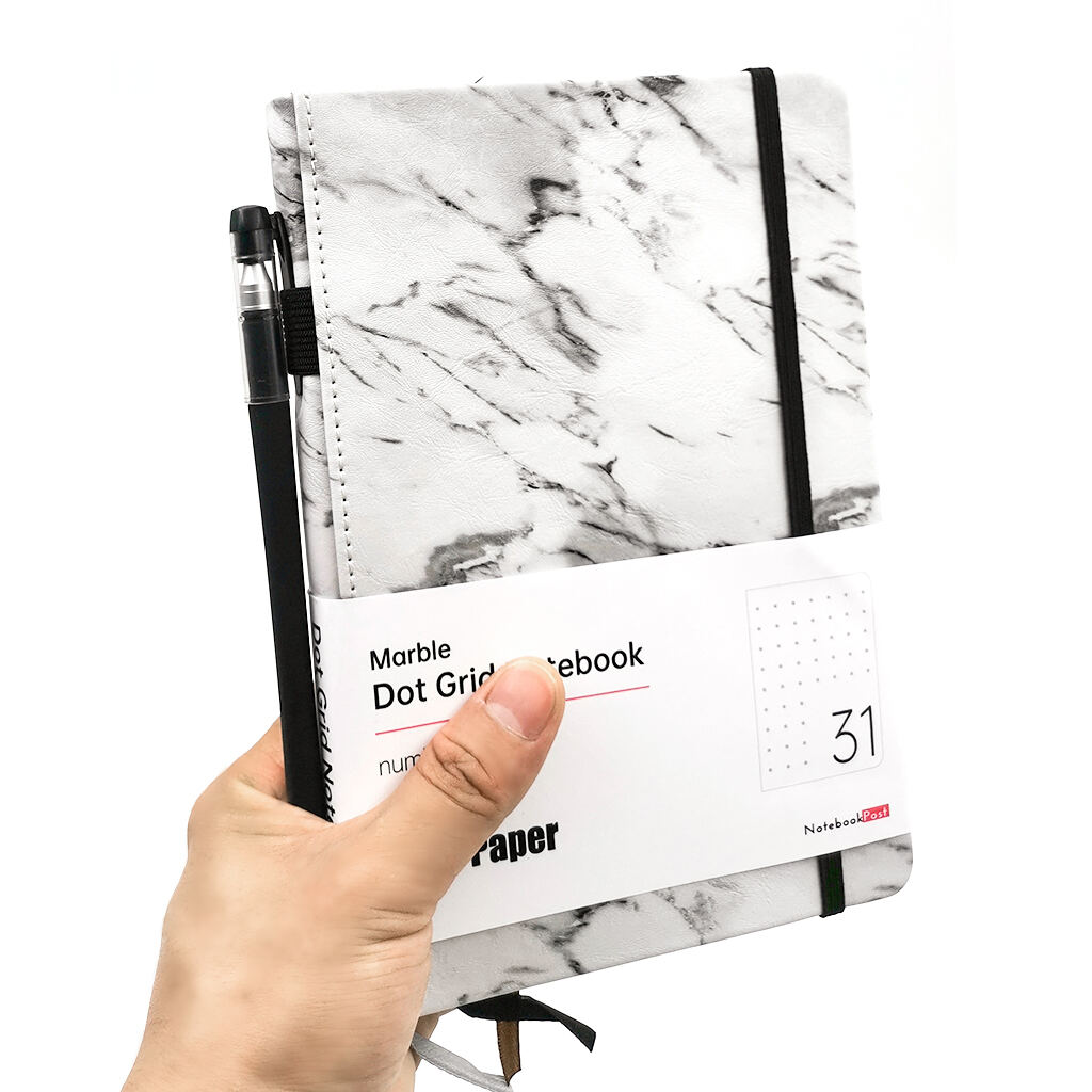Dot Grid Marble Notebook for Journaling, Number Pages - Notebookpost