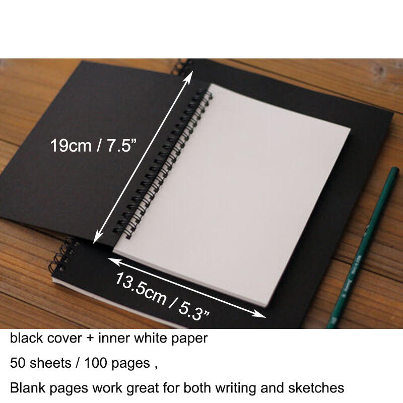 Black Pages Notebook with Black Cover, 256 Pages