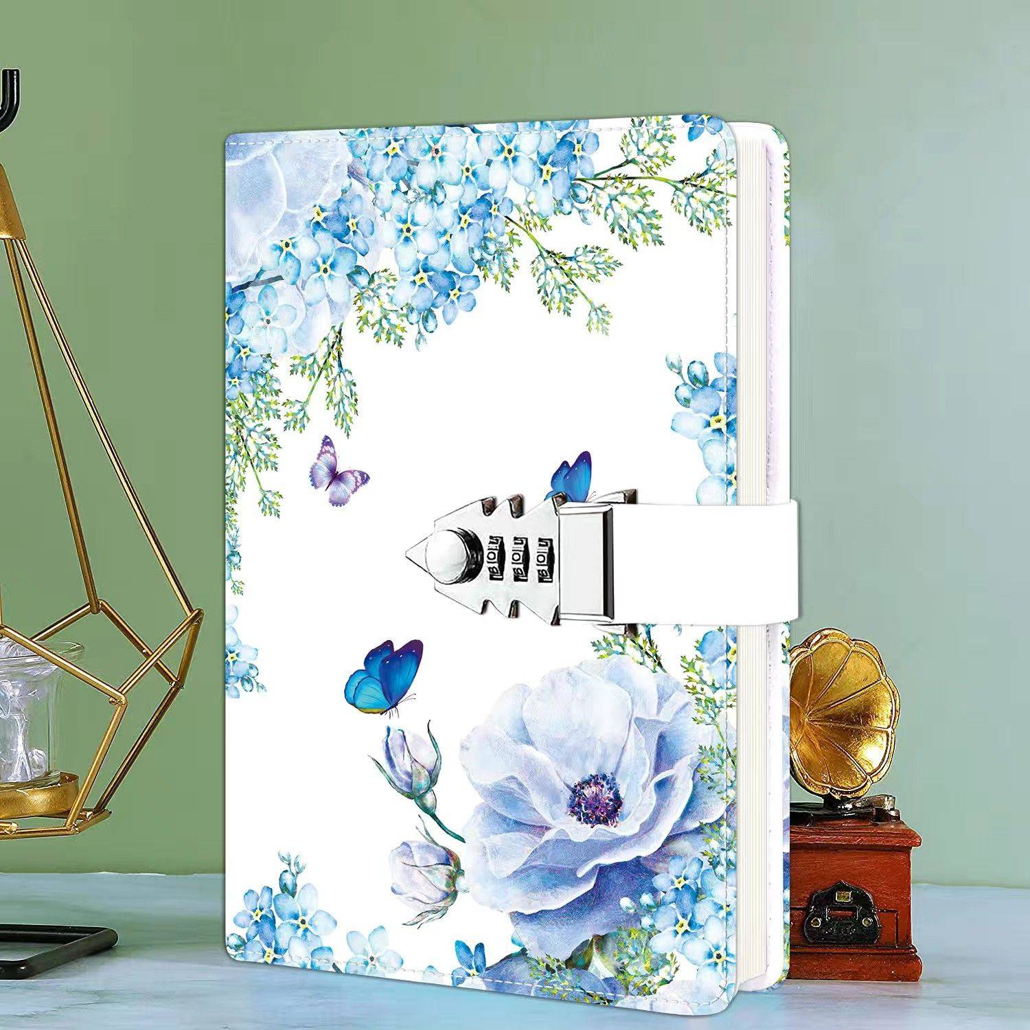 A5 Leather Journal with Lock, Password Lock Diary