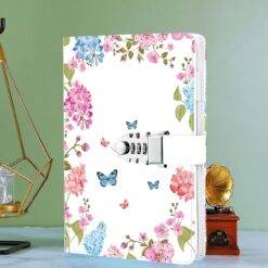 Alternative view of A5 Leather Journal with Lock, Password Lock Diary,Butterfly and Flower