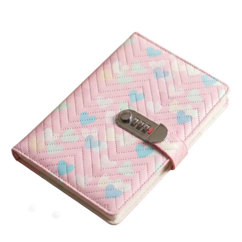 Pink Heart Password Lock Diary for Girls, A5 Size - Image 8