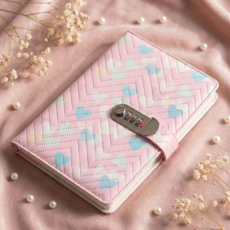 Pink Heart Password Lock Diary for Girls, A5 Size - Image 7