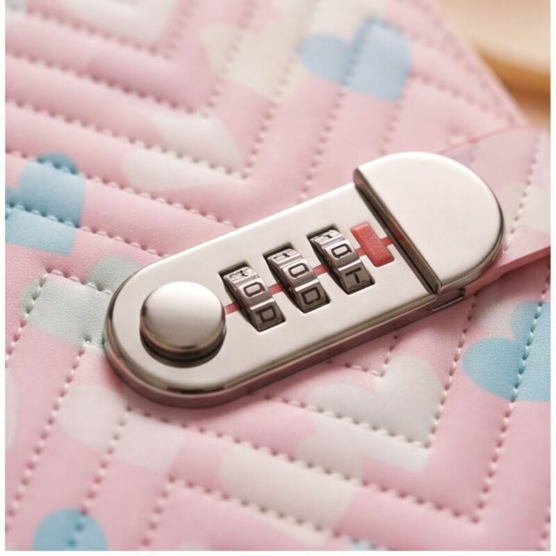 Pink Heart Password Lock Diary for Girls, A5 Size - Image 5